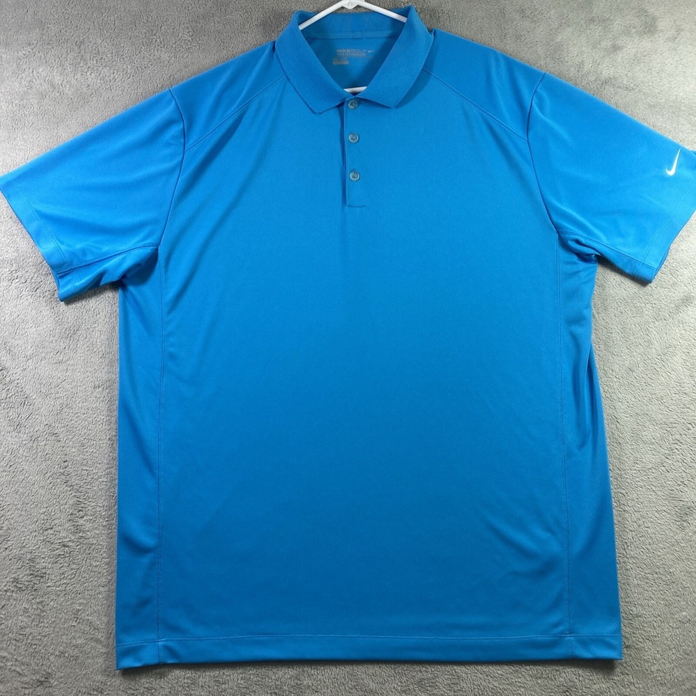 Nike Golf Polo Shirt Adult XXL Blue Dri-fit Tour Performance Swoosh Polyester SS